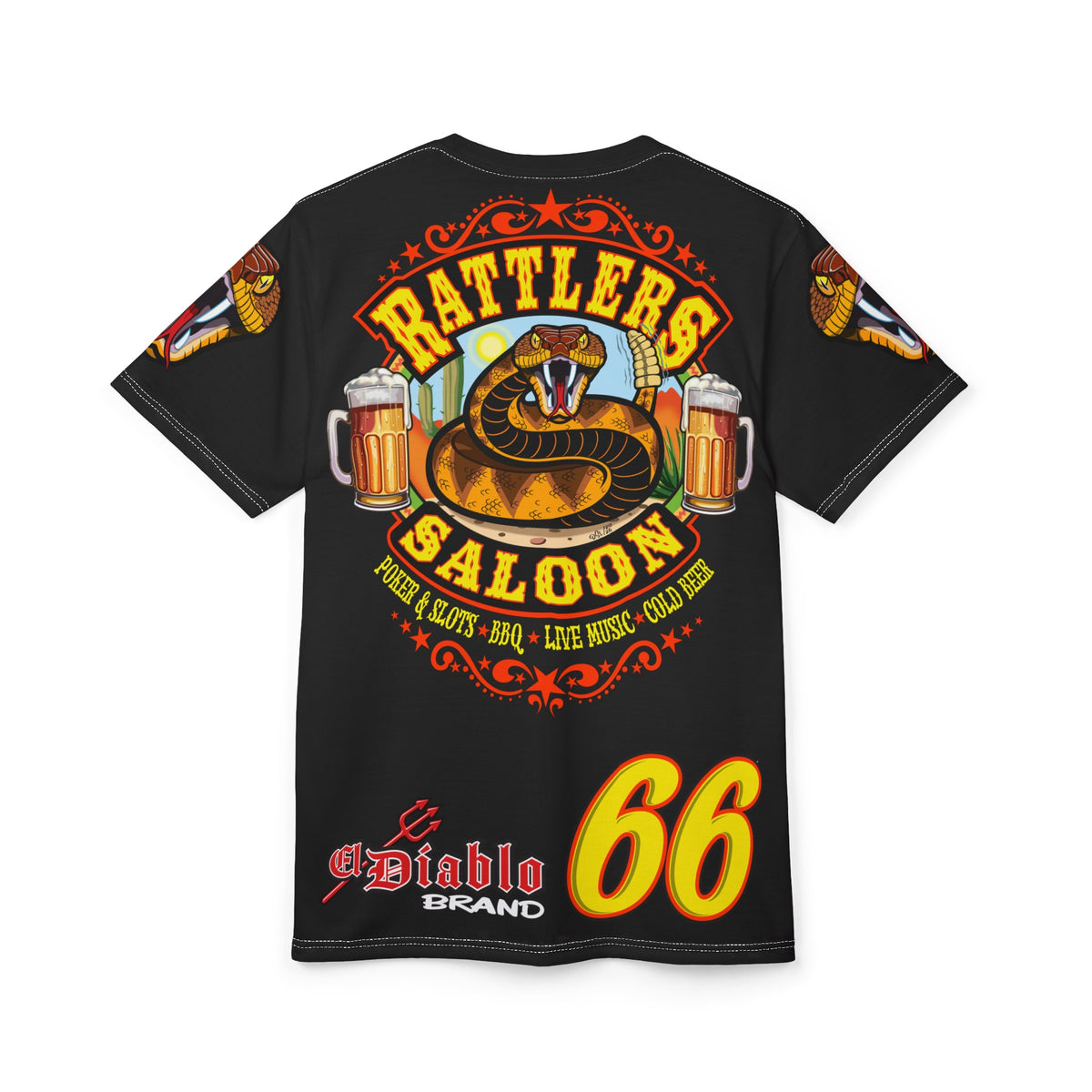 Rattlers Saloon SUPER RIDING TEE — Vintage Biker Route 66 Graphic t-Shirt