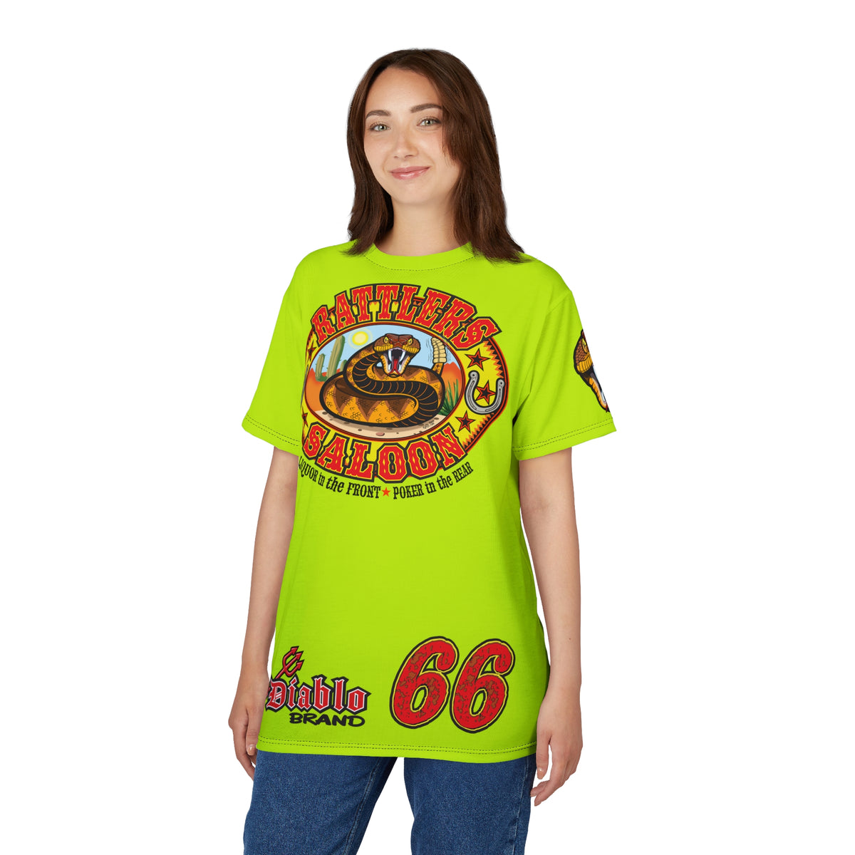 VERY Special Rattlers Saloon  BADAZZ HIVIZ SUPER RIDING TEE — Vintage Biker 66 Graphic Shirt
