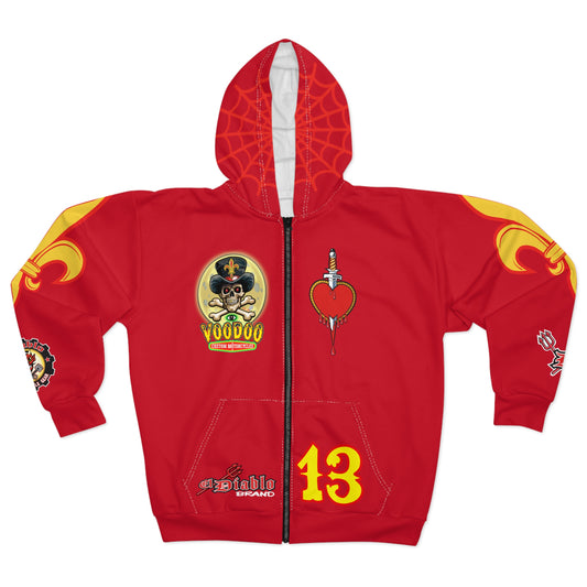 HoodZ VooDoo Customs Bad Moon Risin' Unisex Zip Hoodie - Rockin' Motorcycle Riders Gear - Super Comfortable Fit