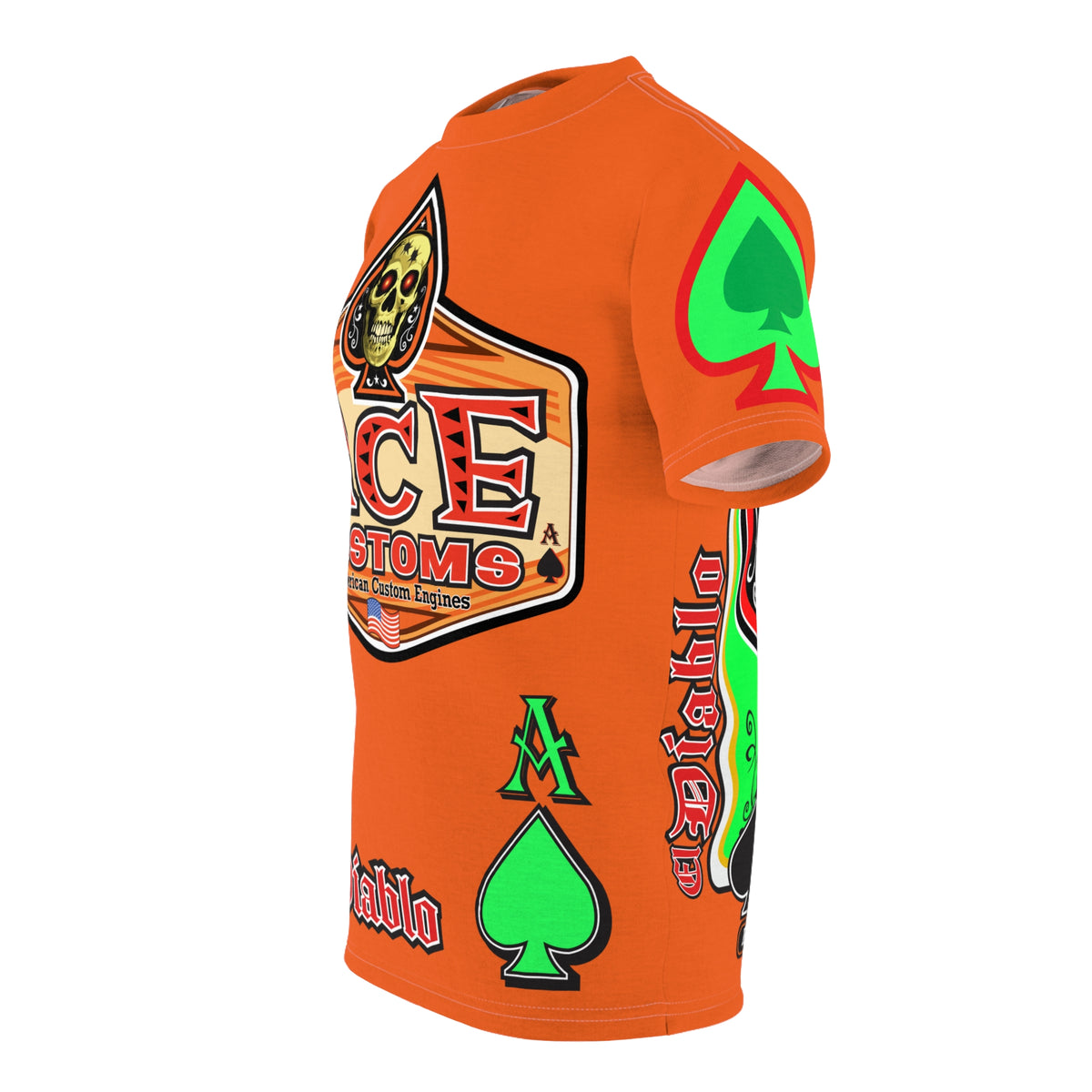 American Custom Engines ACE - Specially Designed Lumina Green  Ace of Spades Death Card High visibility Graphics