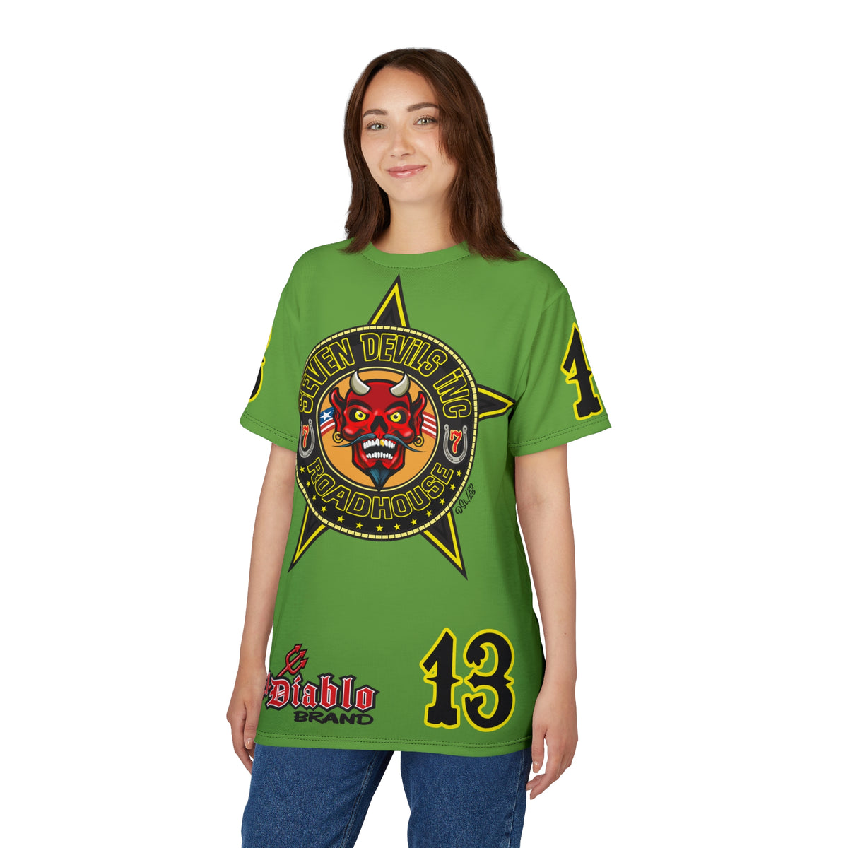 Seven Devils Inc. Roadhouse Bad in  Black Super Tee — Extreme Edgy Graphics - Bad Attitude Custom Biker Riding Gear