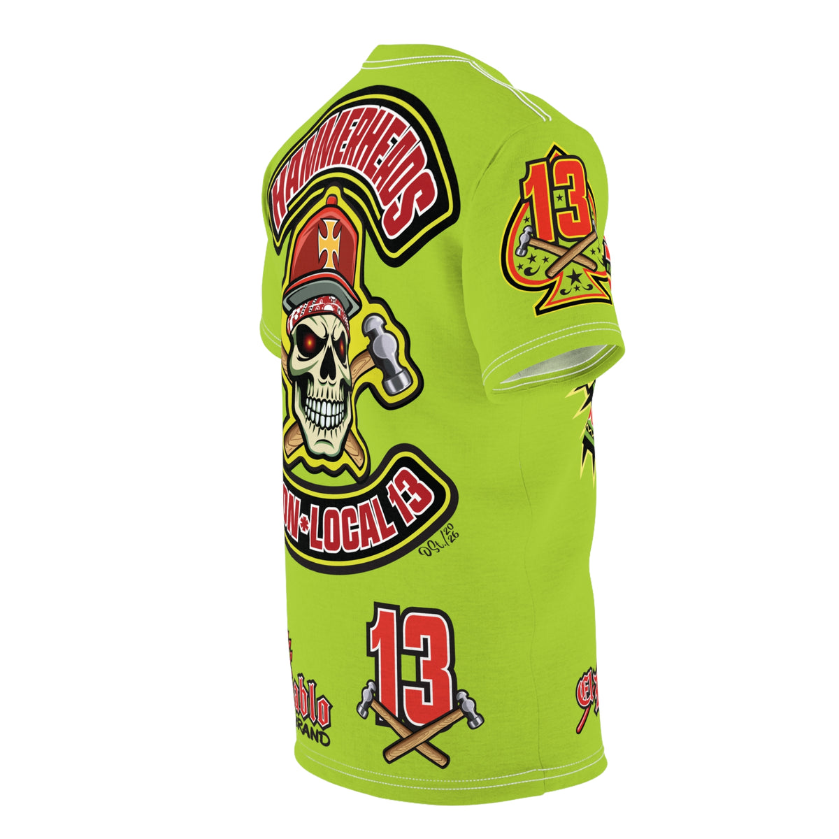 VERY Special Hammerheads Union Local 13 -  Custom HiViz Motorcycle Riding Tee Shirt _ Super Comfort and Fit