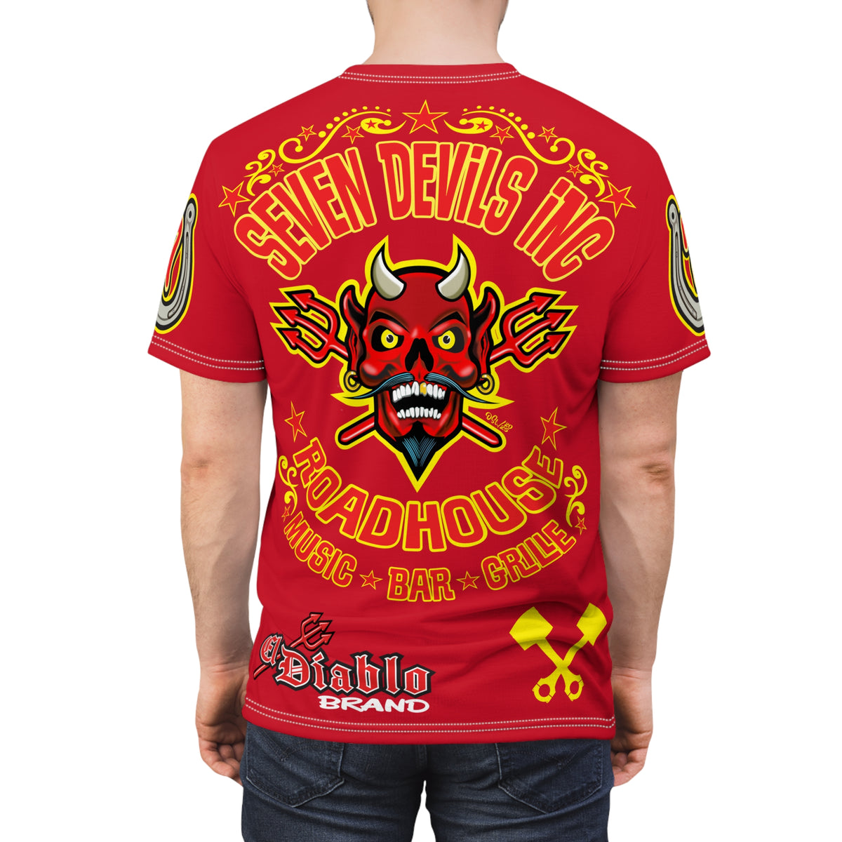 Seven Devils Inc. Roadhouse Deluxe HiViz Graphic Tee - Motorcycle Custom Riding Super Tee