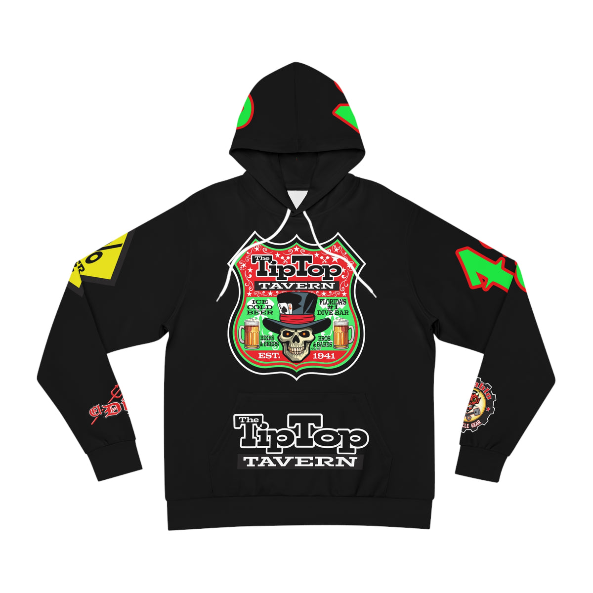 HoodZ Tip Top Tavern America's Best Dive Bar Super Hoodie - Ace of Spades 1% Special Edition - High Visibility Lumina Green Accents