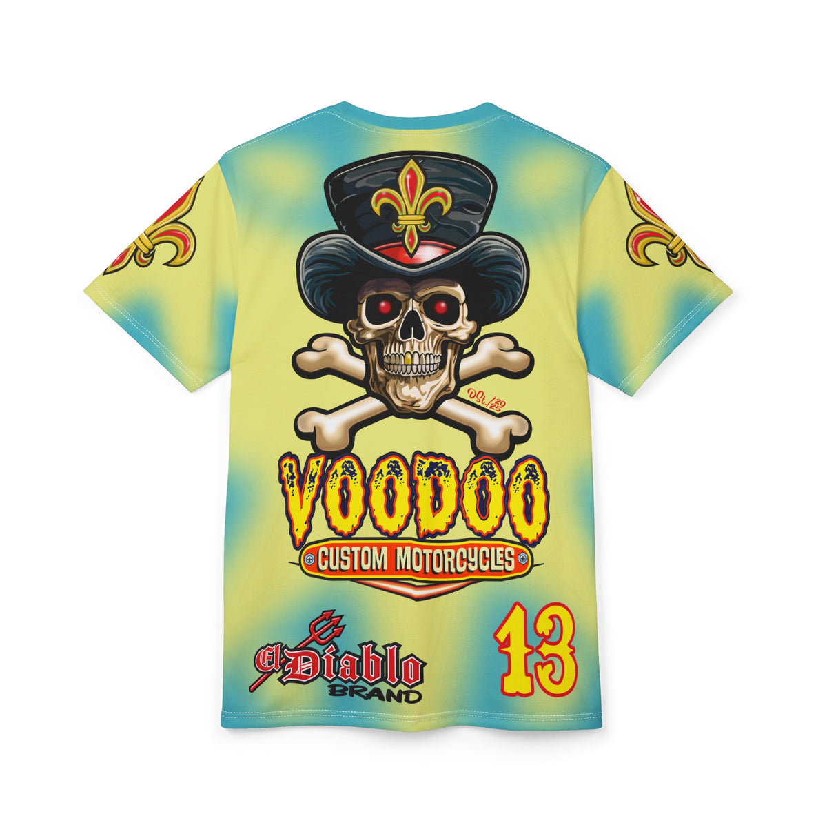 Voodoo Custom Motorcycles HIVIZ TYE DYE BLAST SUPER RIDING TEE - Look Cool, Ride Cool jn our Finest Biker Riding Tee