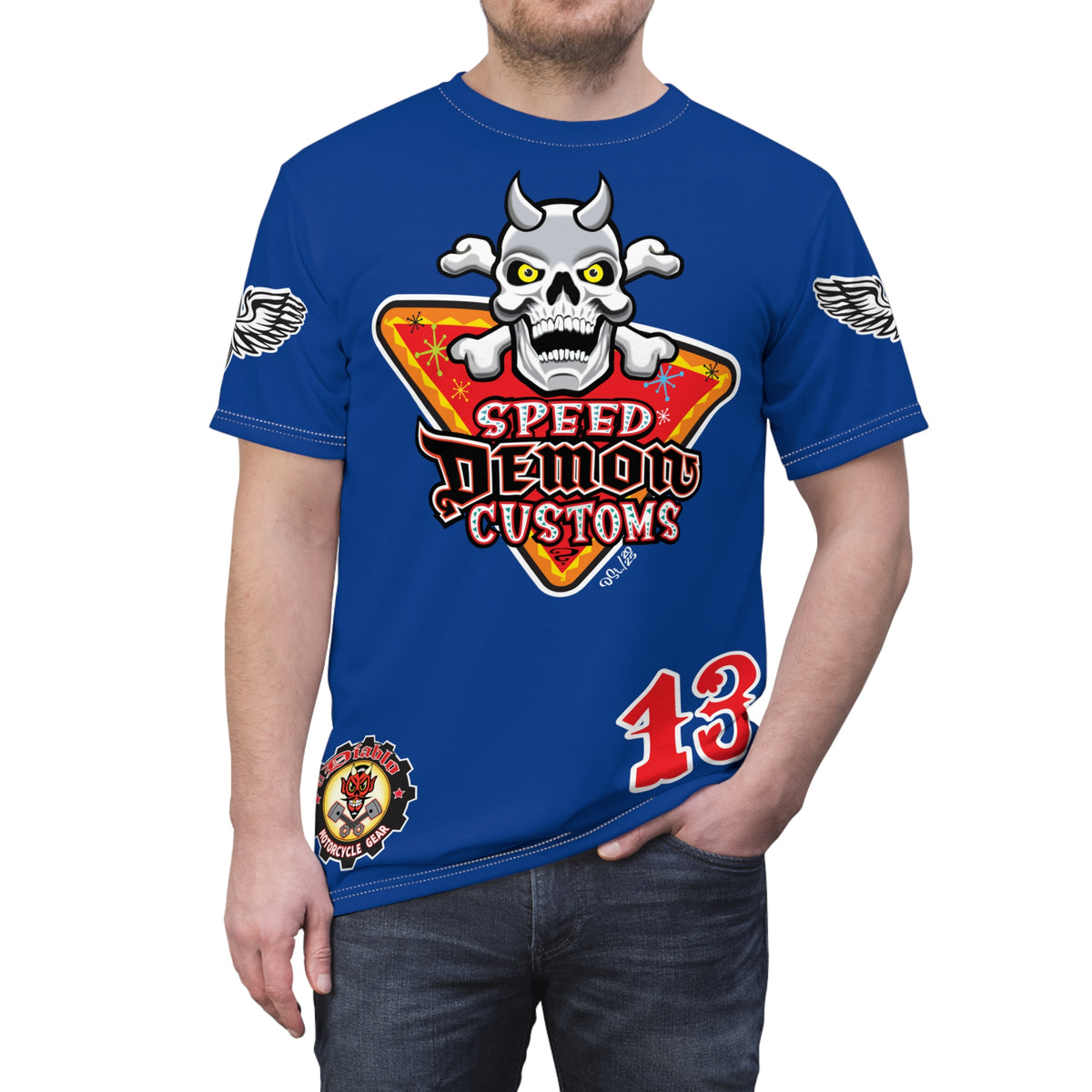 SRT Speed Demon Customs Spectacular  Super Riding Tee - Devilishly Demented Bold Biker Design