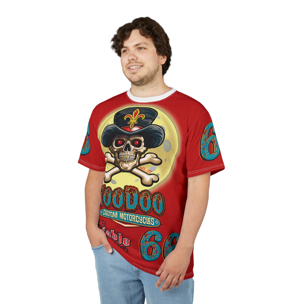 Voodoo Customs Tie Dye Blast Graphic Tee – Unisex- Edgy Style for Bikers