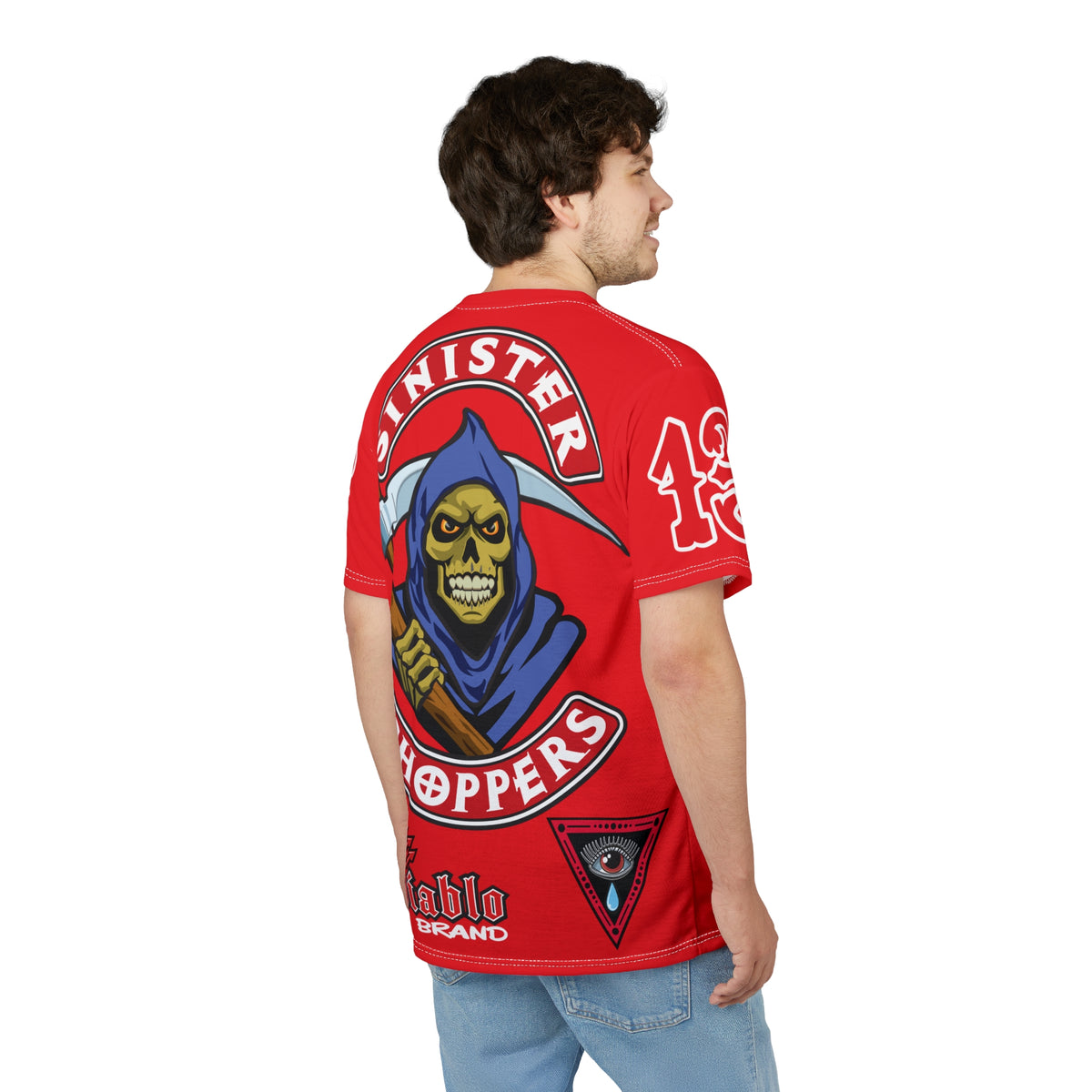 SRT Sinister Choppers Reaper HiViz Super Tee - Bad Attitude Skull Design for Bikers