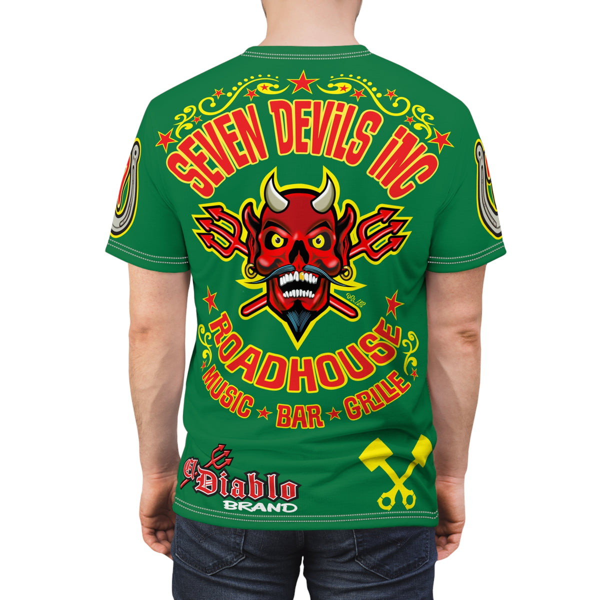 Seven Devils Inc. Roadhouse Deluxe HiViz Graphic Tee - Motorcycle Custom Riding Super Tee