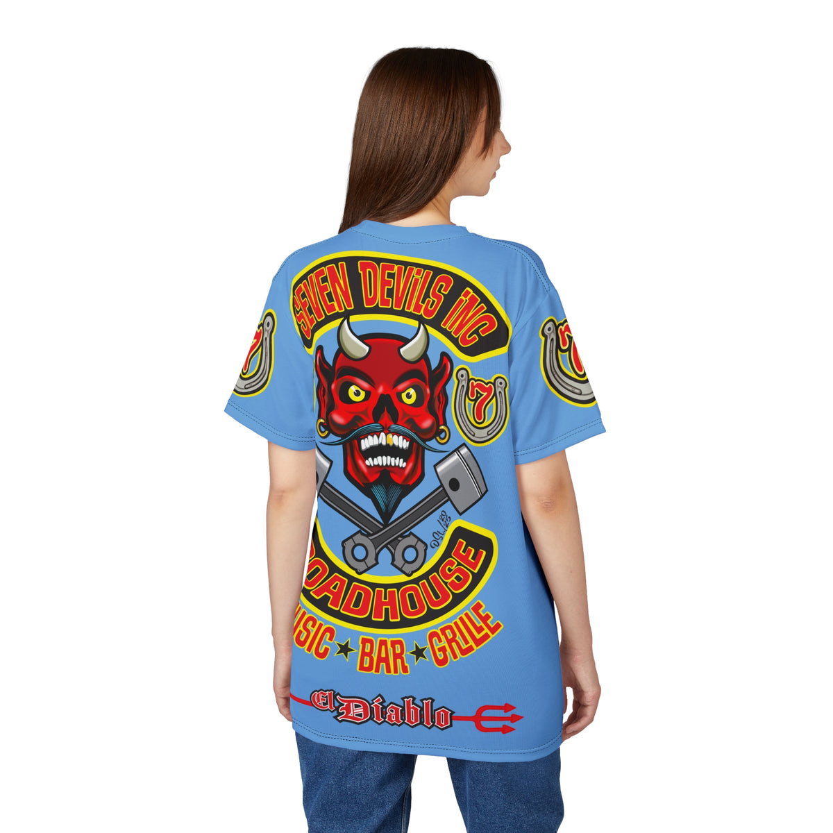 Seven Devils Inc. Roadhouse HiViz Design, Edgy Biker Shirt, Special Motorcycle Riding Gear, Seven Devils Inc.