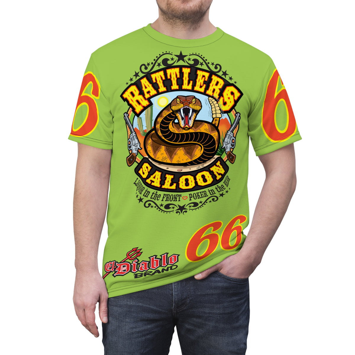 VERY Special HIVIZ Rattlers Saloon ROUTE 66 SUPER TEE — Vintage Biker 66 Graphic Shirt