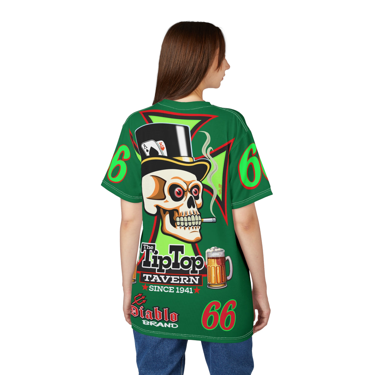 Tip Top Tavern Dive Bar Super Tee - Special Edition Mean Green + XL Graphics - America's Best Dive Bar - Bikes Beers Babes & Bros. - Biker Bar Tee