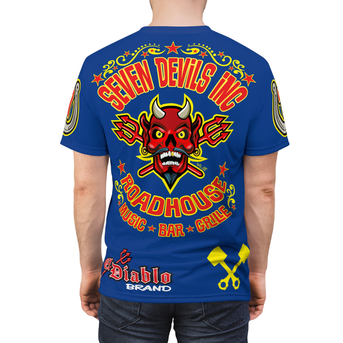 Seven Devils Inc. Roadhouse Deluxe HiViz Graphic Tee - Motorcycle Custom Riding Super Tee
