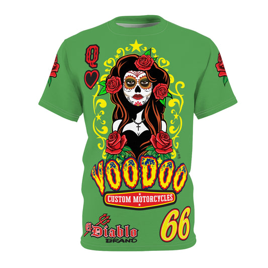 Voodoo Custom Motorcycles Tee — Queen of Hearts  Graphic Riding Super Tee
