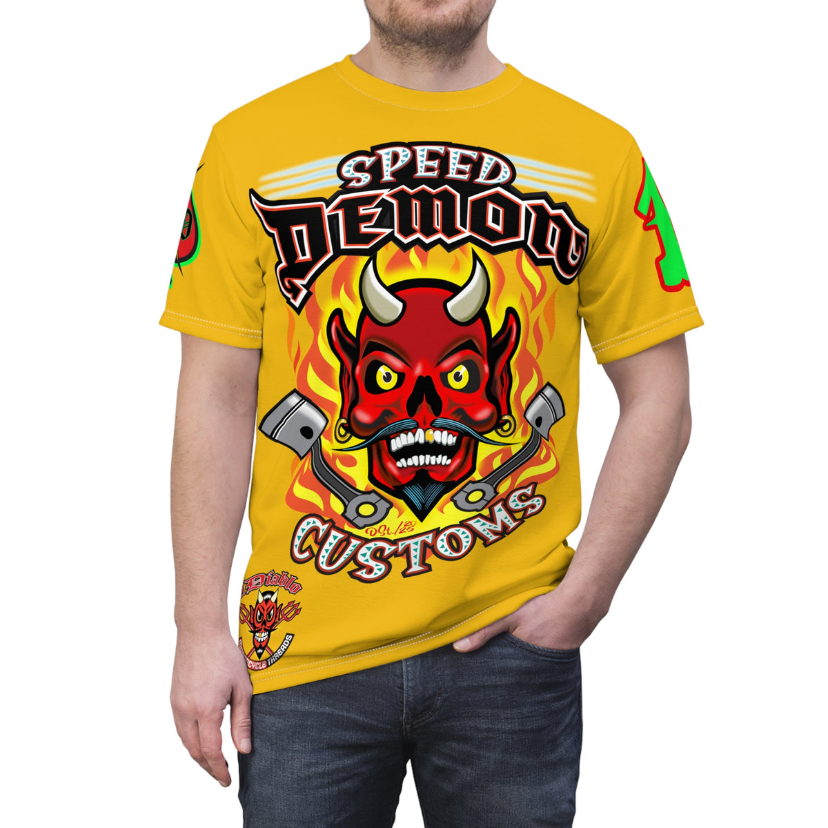 Speed Demon Custom HiViz Unisex Tee - Bold Graphic Harley Enthusiast Super T