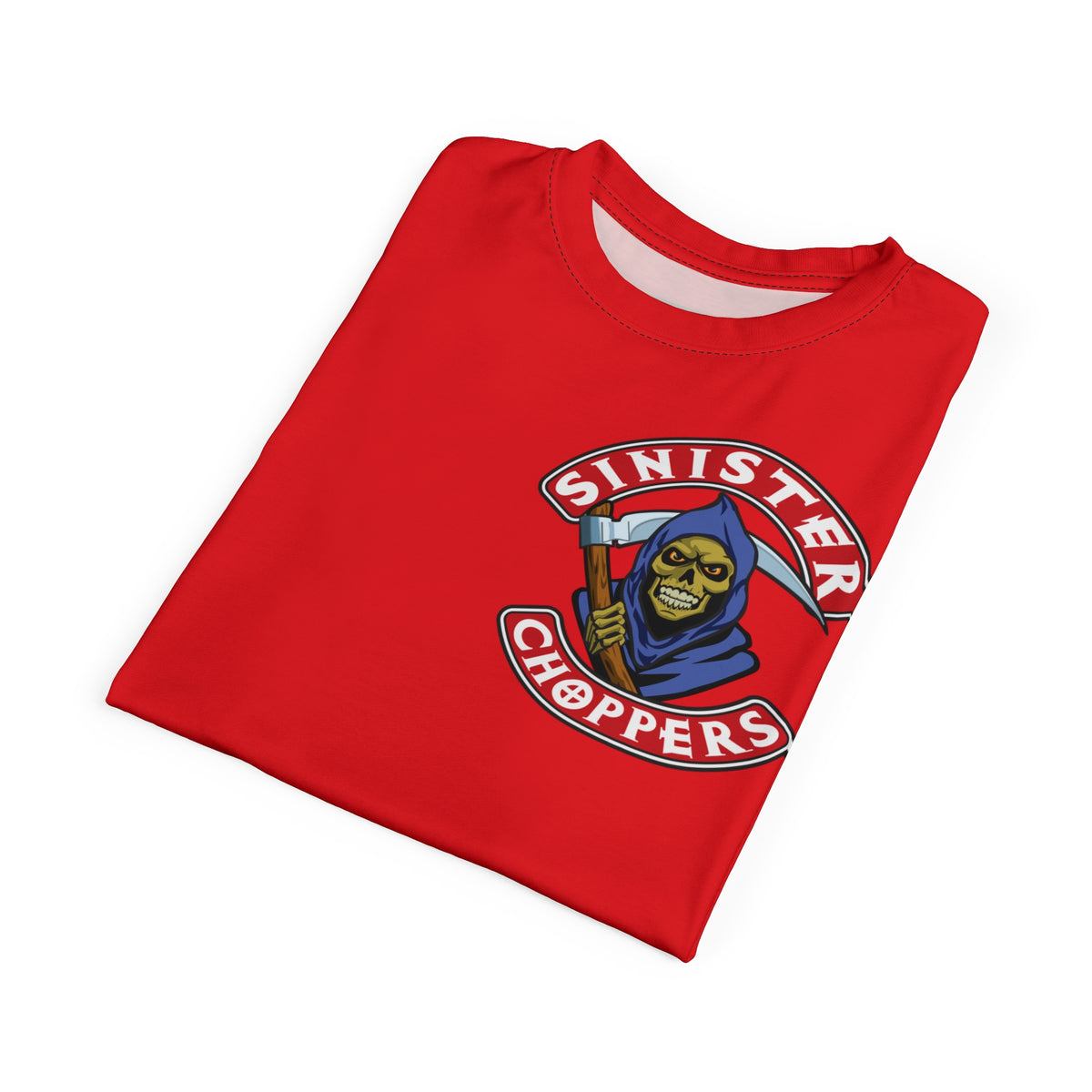 SRT Sinister Choppers Reaper HiViz Super Tee - Bad Attitude Skull Design for Bikers