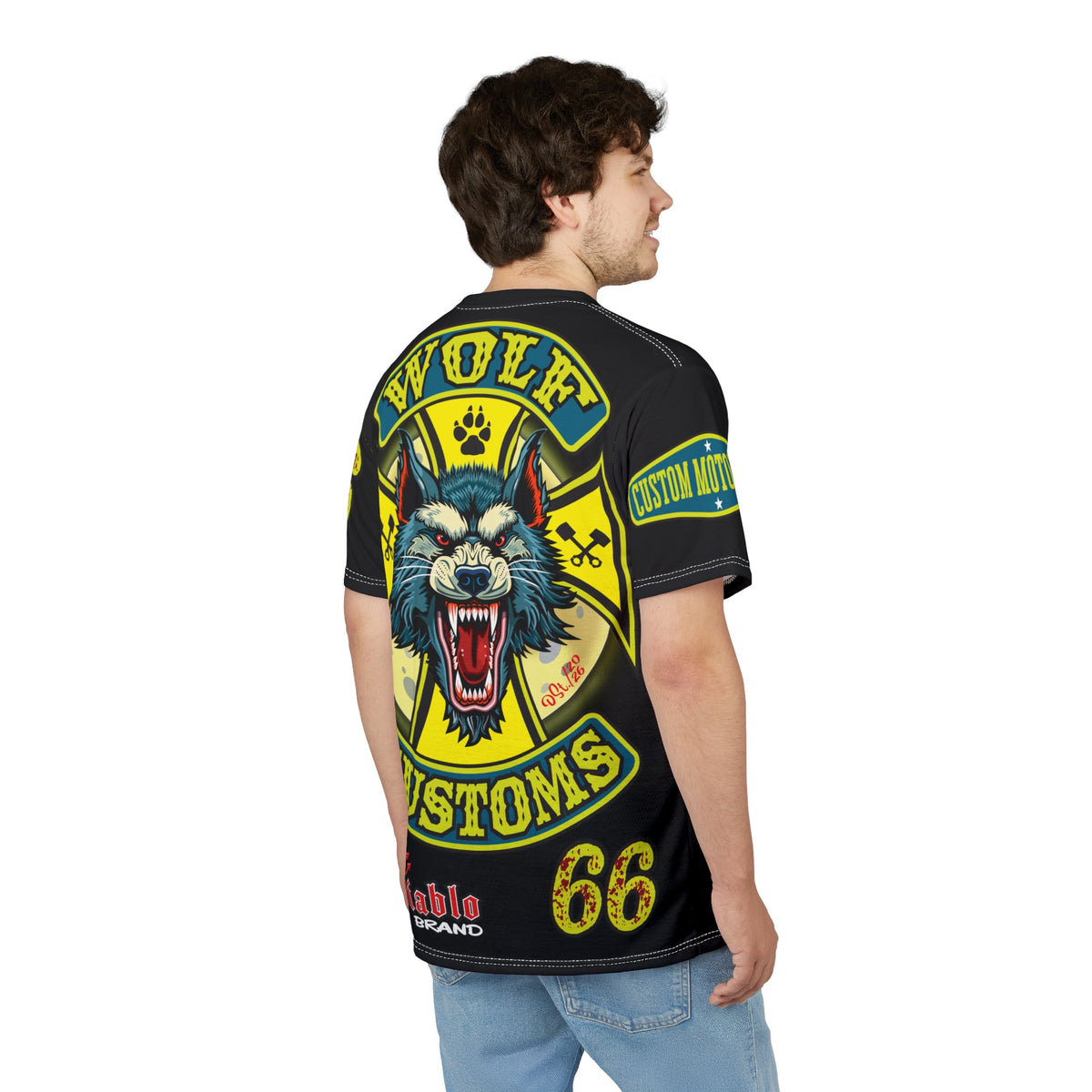 MWT Wolf Customs '66 Graphic HiViZ Super Tee — Retro Motorcycle Club Shirt, The Best Biker Riding Tee EVER !!!