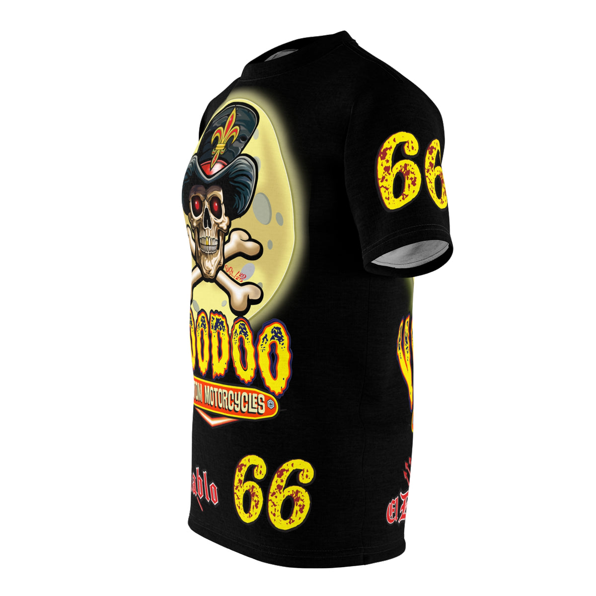 Voodoo Custom Motorcycles Black Magic HiViz Tee, Edgy Graphic Biker Shirt