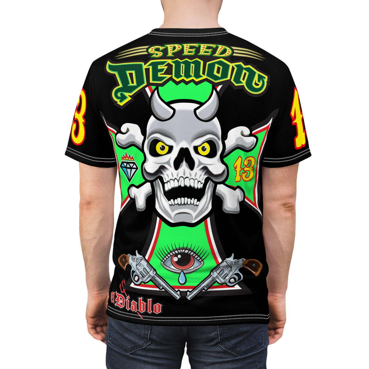 Speed Demon Big Web HiViz Custom Motorcycle Riding Super Tee