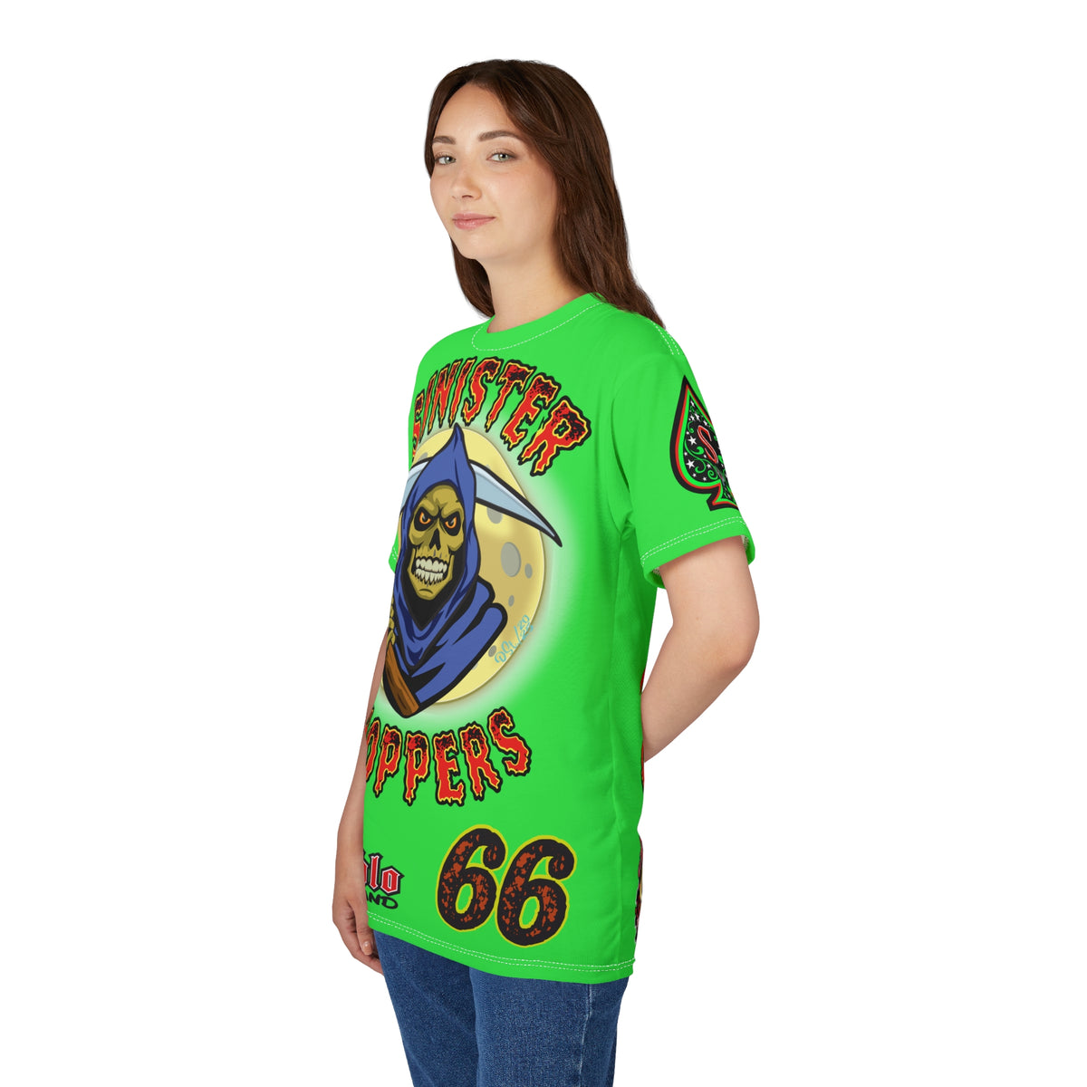 Very Special Sinister Choppers Reaper  HiViZ Super Tee - Gothic Graphic T-Shirt for Motorcycle Riders