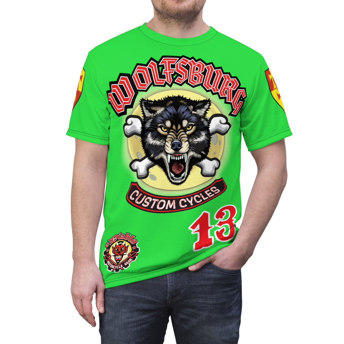 Very Special Wolfsburg Custom Cycles HiViz Graphic Super Tee for Bikers