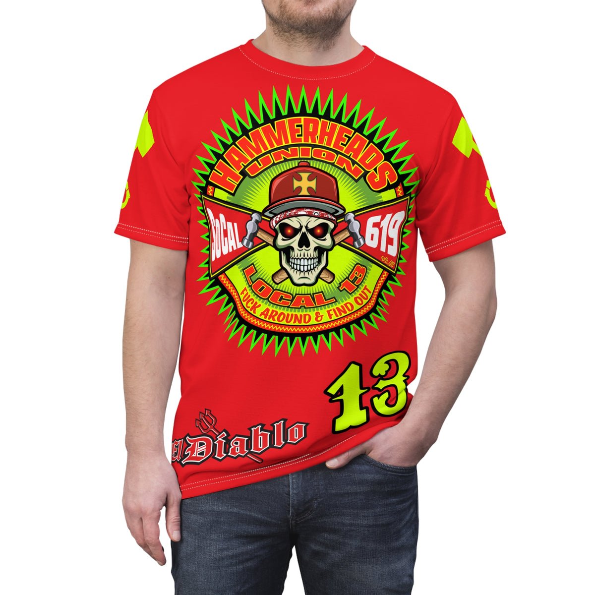 Hammerheads Union Local 13 -  SoCal 619 Special Edition - Custom HiViz Motorcycle Riding Tee Shirt _ Super Comfort and Fit