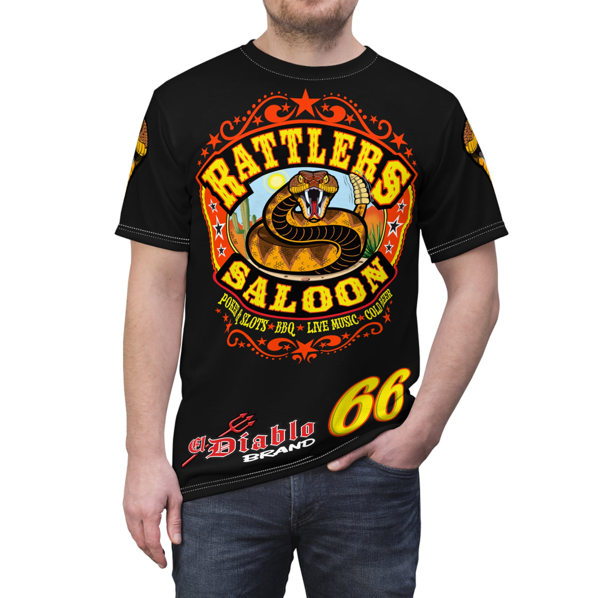 Rattlers Saloon SUPER RIDING TEE — Vintage Biker Route 66 Graphic t-Shirt