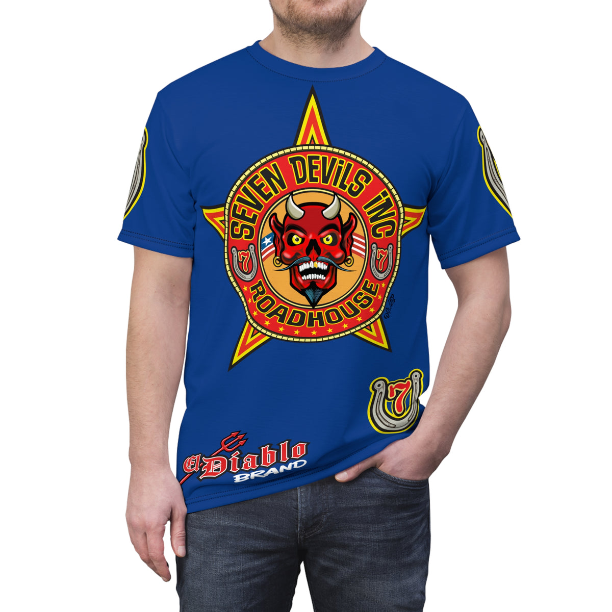 Seven Devils Inc. Roadhouse Deluxe HiViz Graphic Tee - Motorcycle Custom Riding Super Tee