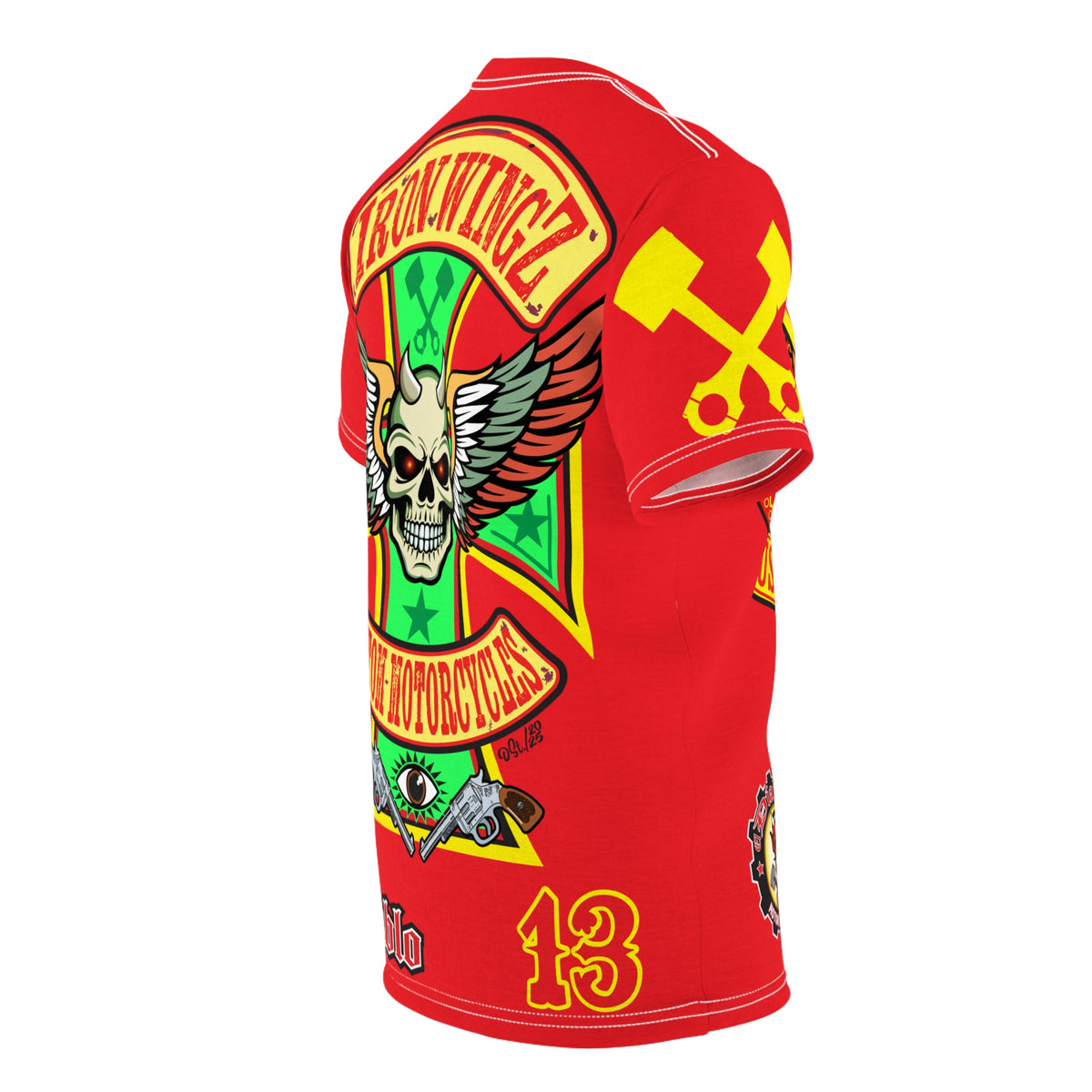Iron WingZ Customs HIviz Graphic Super Tee, Edgy Streetwear, Customized Apparel, Gift for Bikers