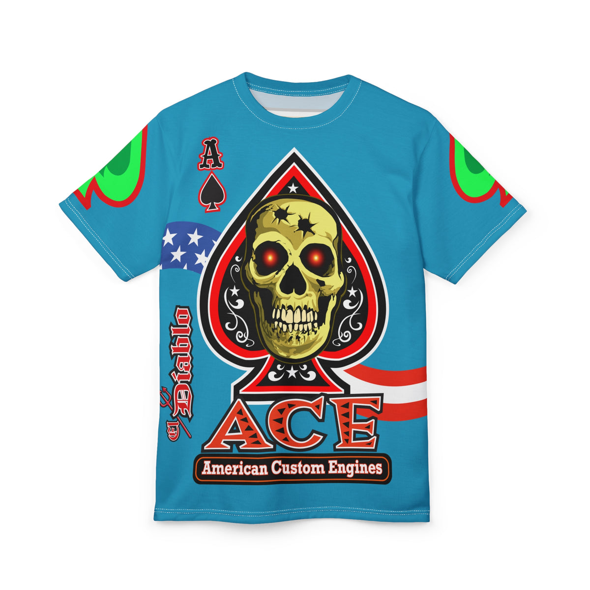 American Custom Engines ACE - Special Lumina Green  Ace of Spades Death Card High visibility Graphics