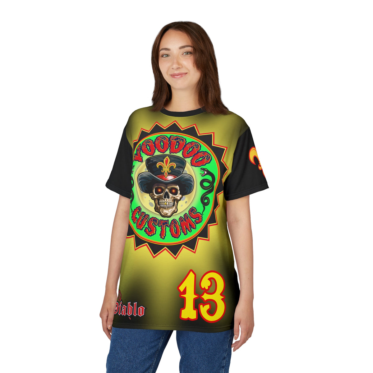VooDoo Customs Tie Dye Black & Yelo Blast HiViz Super Tee for Harley Riders