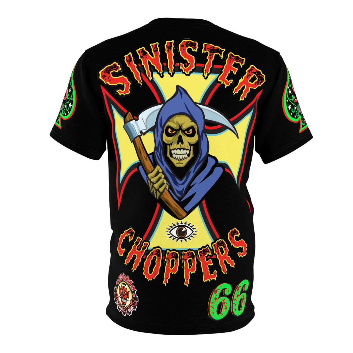 Sinister Choppers Reaper Super Tee - Gothic Graphic T-Shirt for Motorcycle Riders