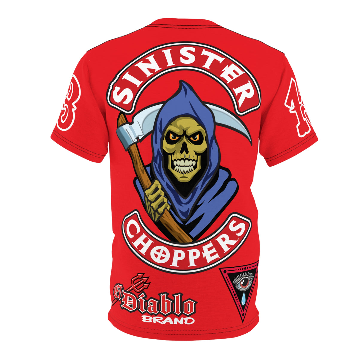 SRT Sinister Choppers Reaper HiViz Super Tee - Bad Attitude Skull Design for Bikers