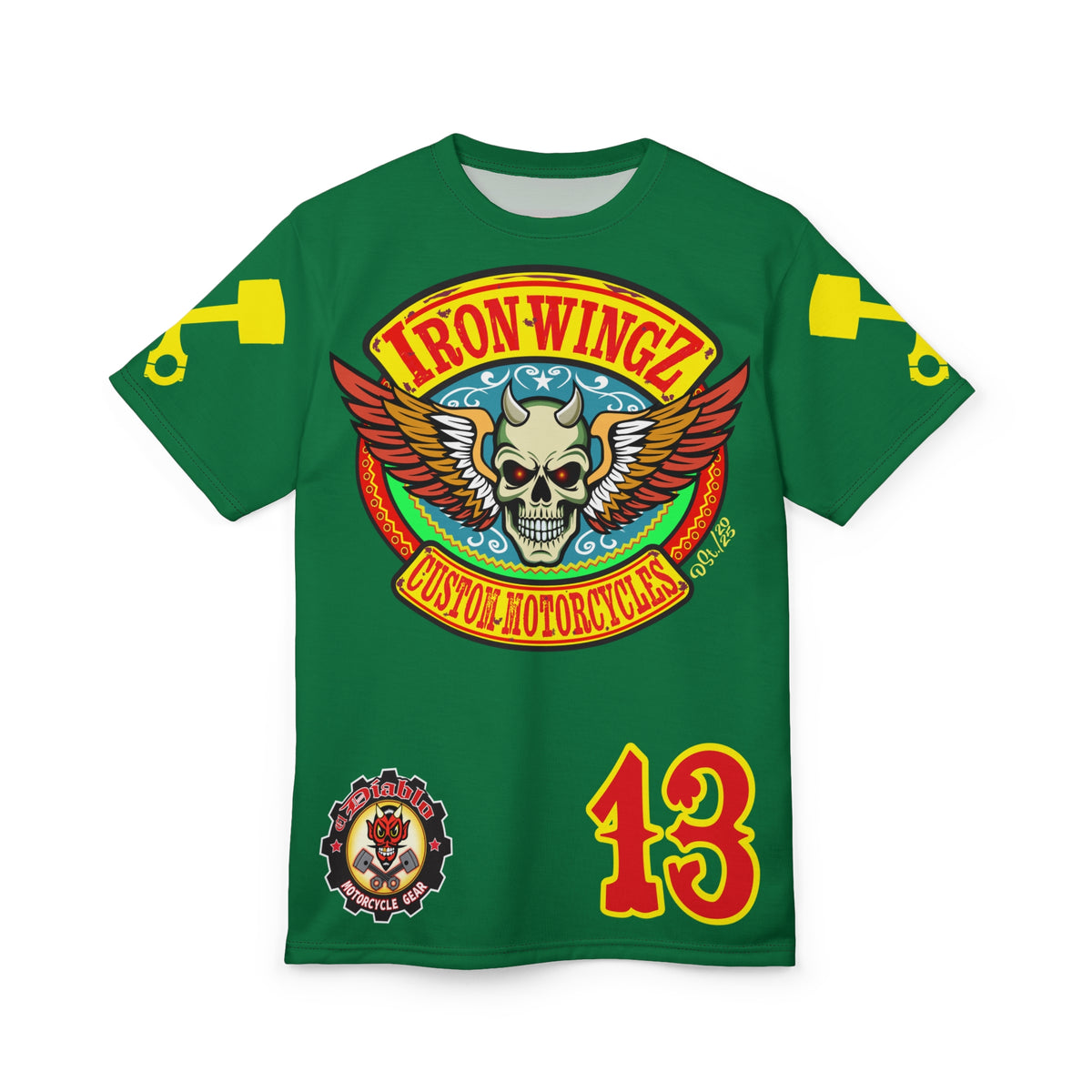 Iron WingZ Customs HIviz Graphic Super Tee, Edgy Streetwear, Customized Apparel, Gift for Bikers
