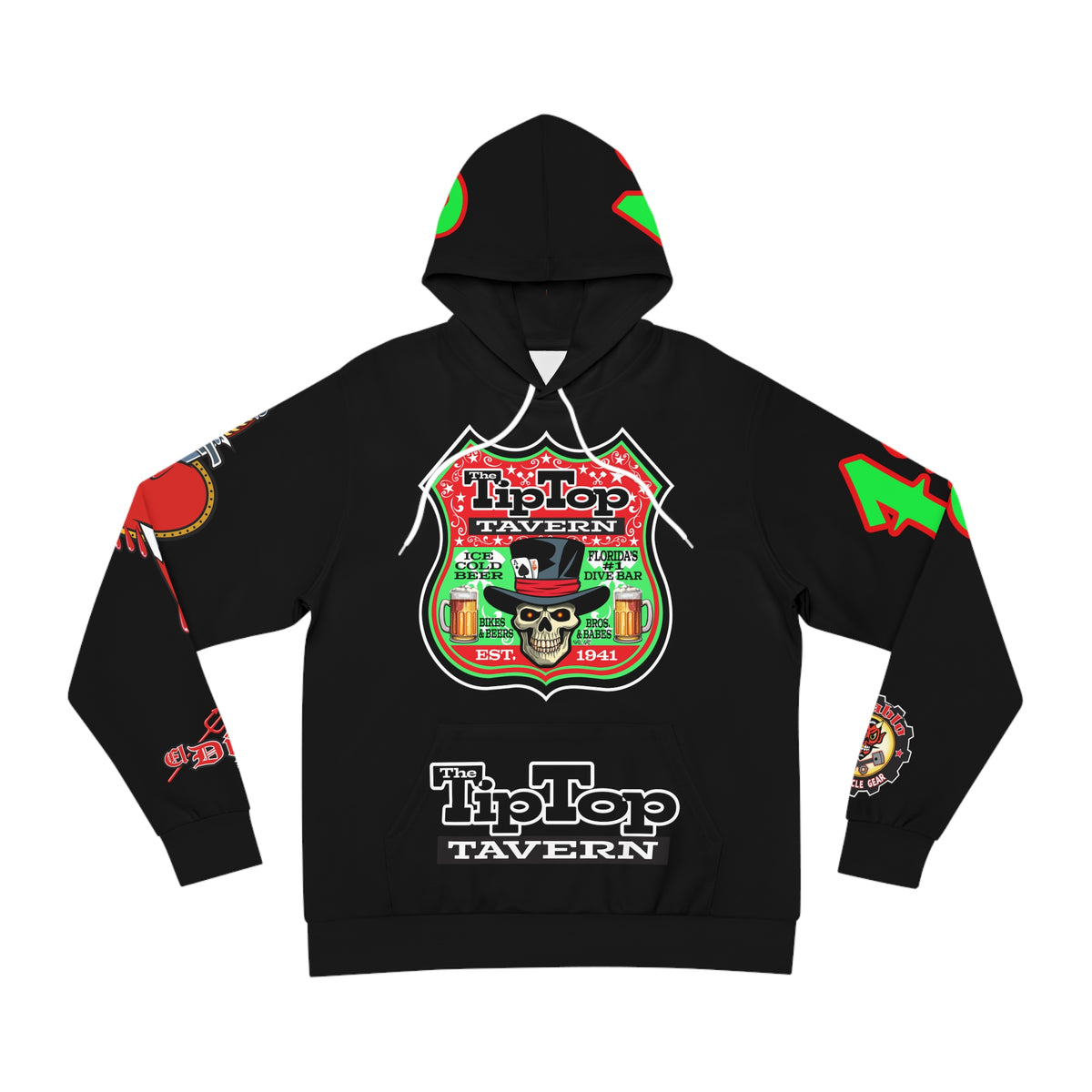 HoodZ Tip Top Tavern America's Best Dive Bar Super Hoodie - Ace of Spades Special Edition - High Visibility Lumina Green Accents