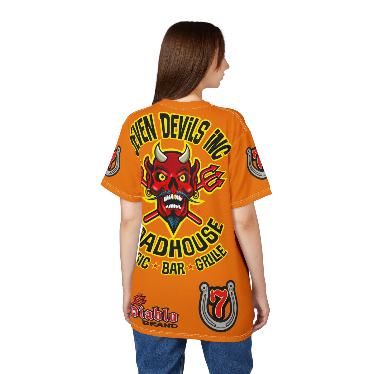 Seven Devils Road House (BLACK STAR HIVIZ LIMITED EDITION) Custom Super Riding Tee - Retro Devil Style Graphic Style