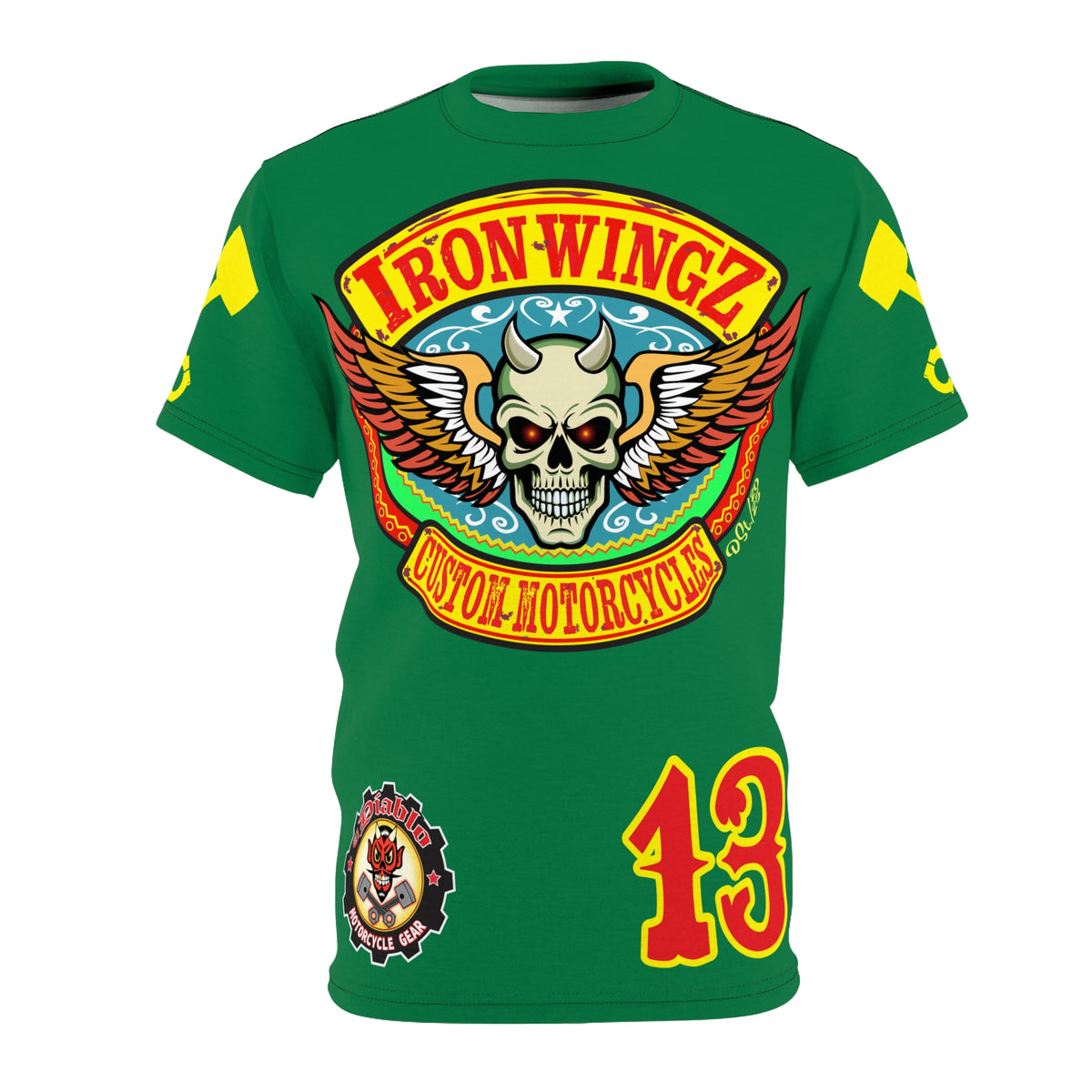Iron WingZ Customs HIviz Graphic Super Tee, Edgy Streetwear, Customized Apparel, Gift for Bikers