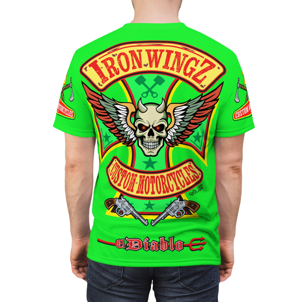 Very Special Iron Wingz Garage HiViZ  Lumina Motorcycle Rider Super Tee
