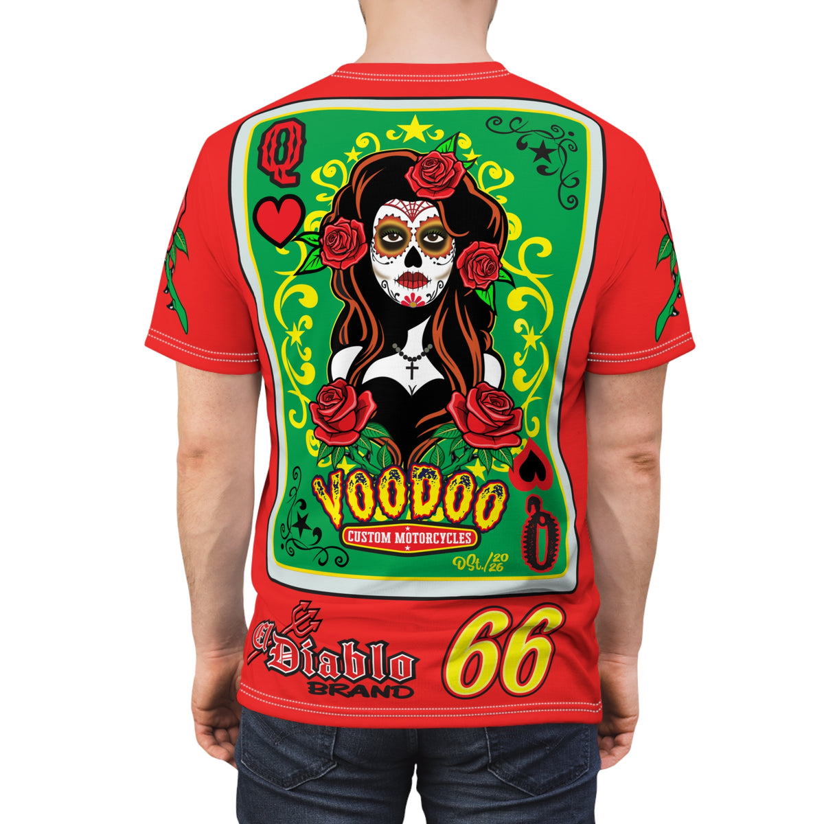 Voodoo Custom Motorcycles Tee — Queen of Hearts  Graphic Riding Super Tee