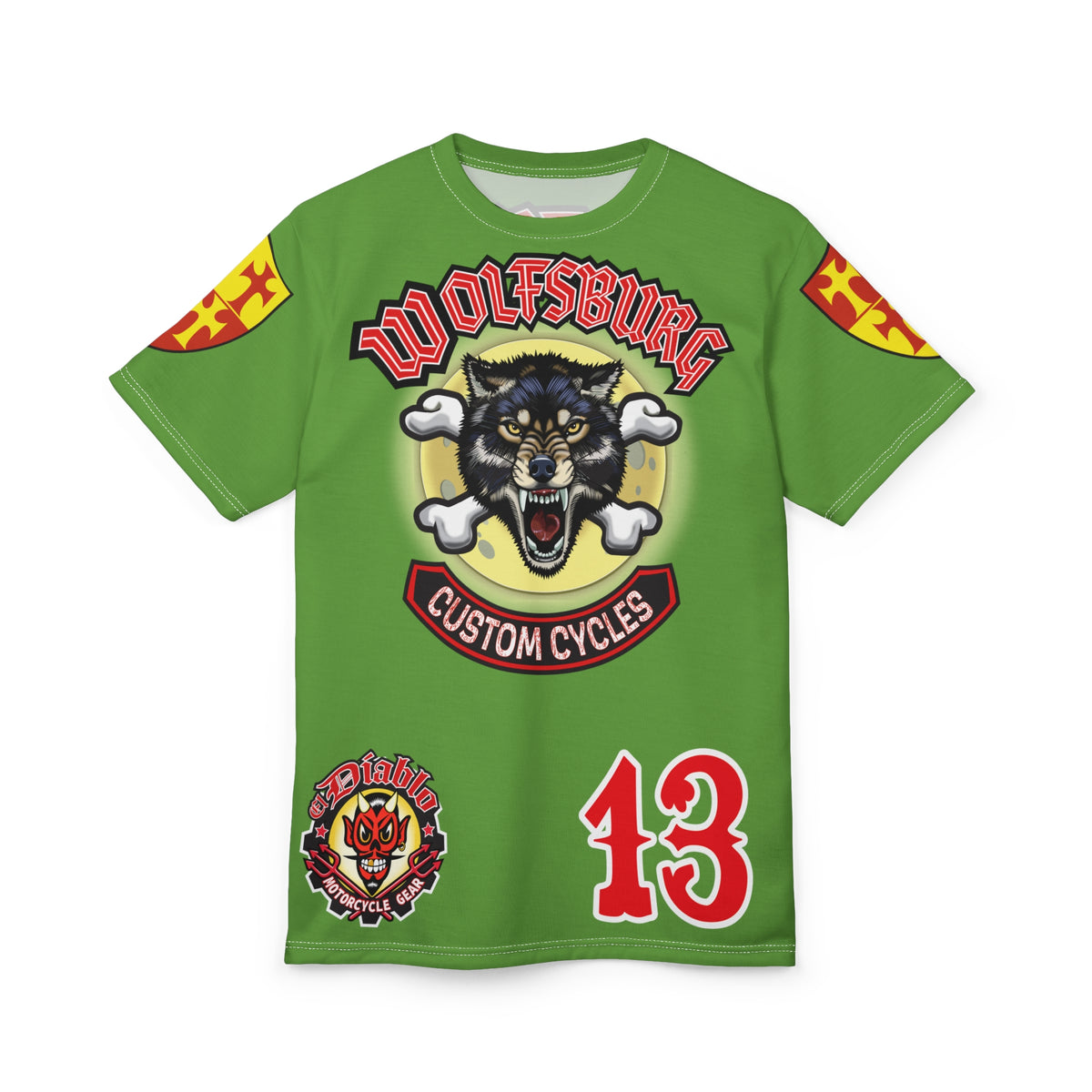 Wolfsburg Custom Cycles HiViz Graphic Super Tee for Bikers