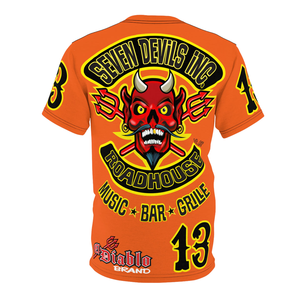 Seven Devils Inc. Roadhouse Black on Black Super Tee — Extreme Edgy Graphics - Bad Attitude Custom Biker Riding Gear