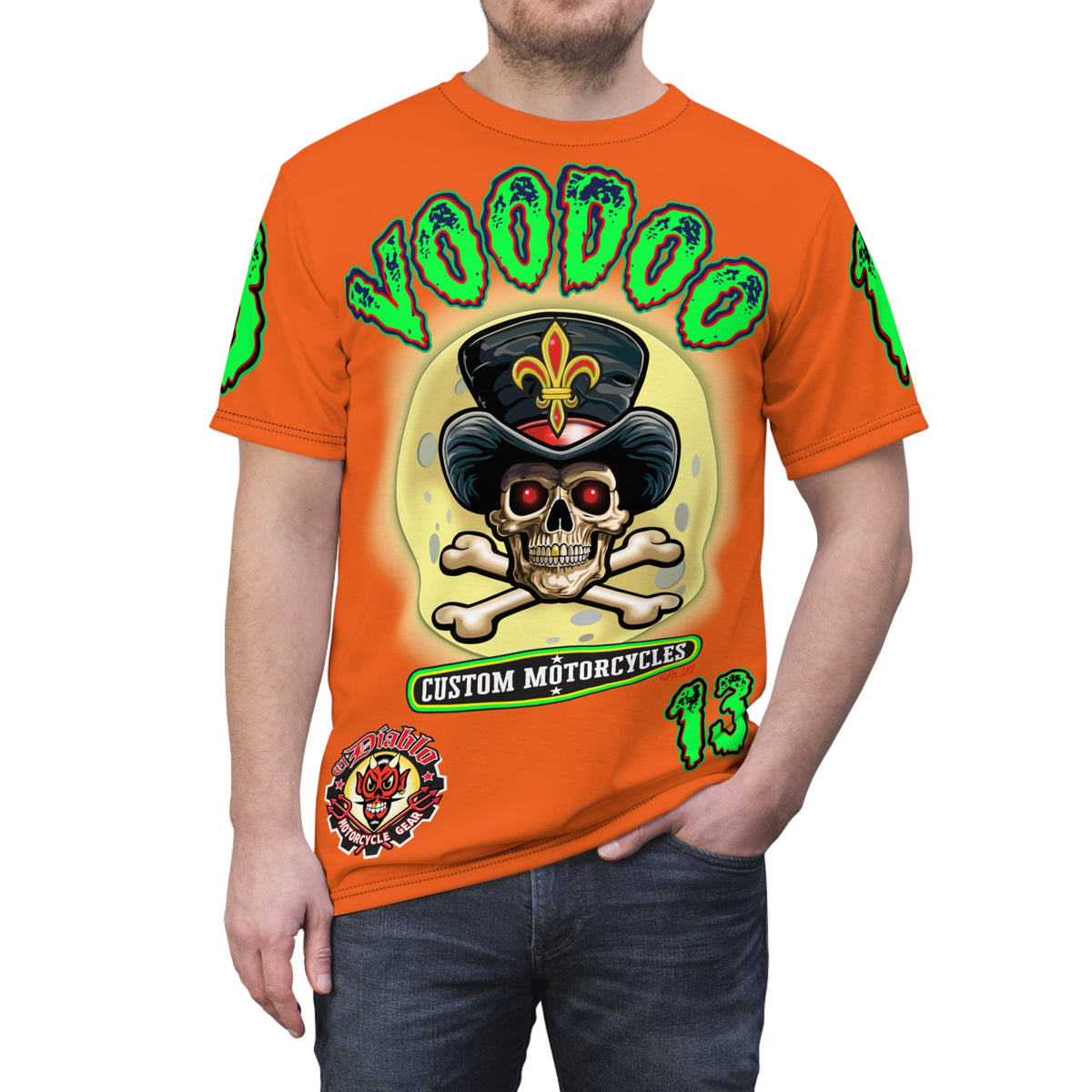 Voodoo Lucky 13 Motorcycle Ultimate HiViz Super Tee, XL Graphics , Custom Riding Apparel