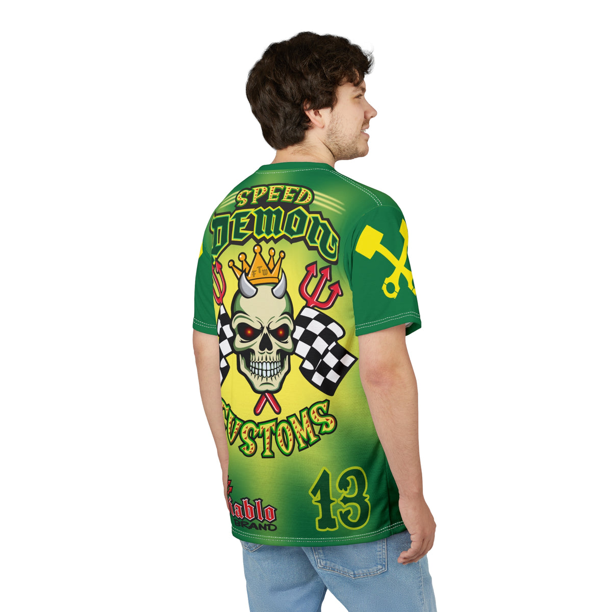Speed Demon HiViz Tie Dye Style - Custom Motorcycle Riding Tee. - Excellent Visiblity using XL high colour graphics