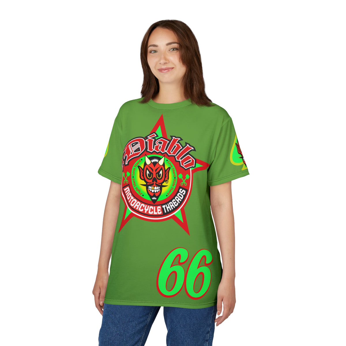 El Diablo Motorcycle Threads - HiViz Color - Edgy Super Tee for Biker Enthusiasts