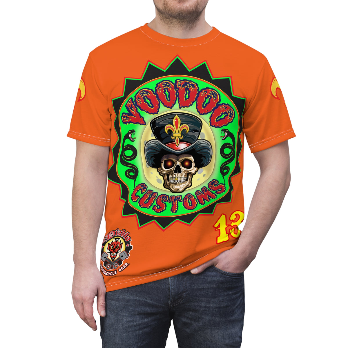 VooDoo Customs Ragin' Cajun Tie Dye Blast Skull & Fleur-de-Lis Graphic Tee