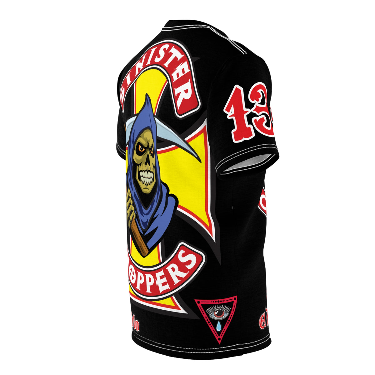Sinister Choppers Reaper HiViz Super Tee - Spectacular Skull Design for Bikers