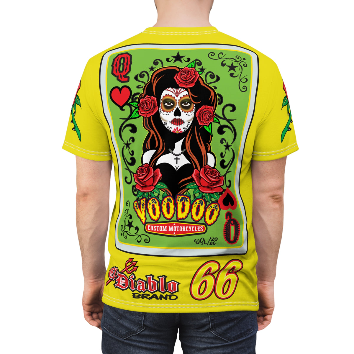 VERY Special HIVIZ Voodoo Custom Motorcycles Tee — Queen of Hearts Graphics - Super Riding Tee