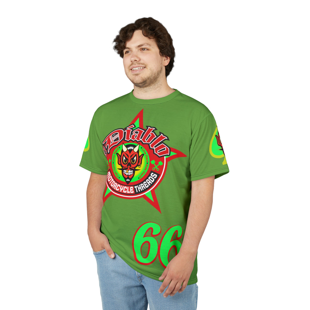 El Diablo Motorcycle Threads - HiViz Color - Edgy Super Tee for Biker Enthusiasts