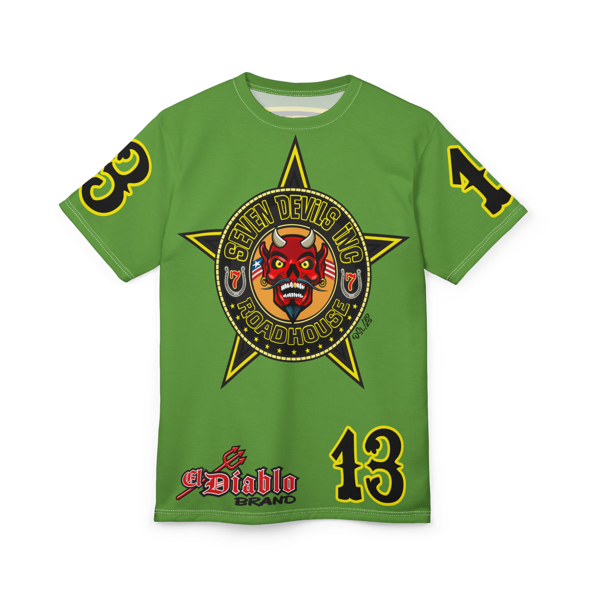 Seven Devils Inc. Roadhouse Bad in  Black Super Tee — Extreme Edgy Graphics - Bad Attitude Custom Biker Riding Gear