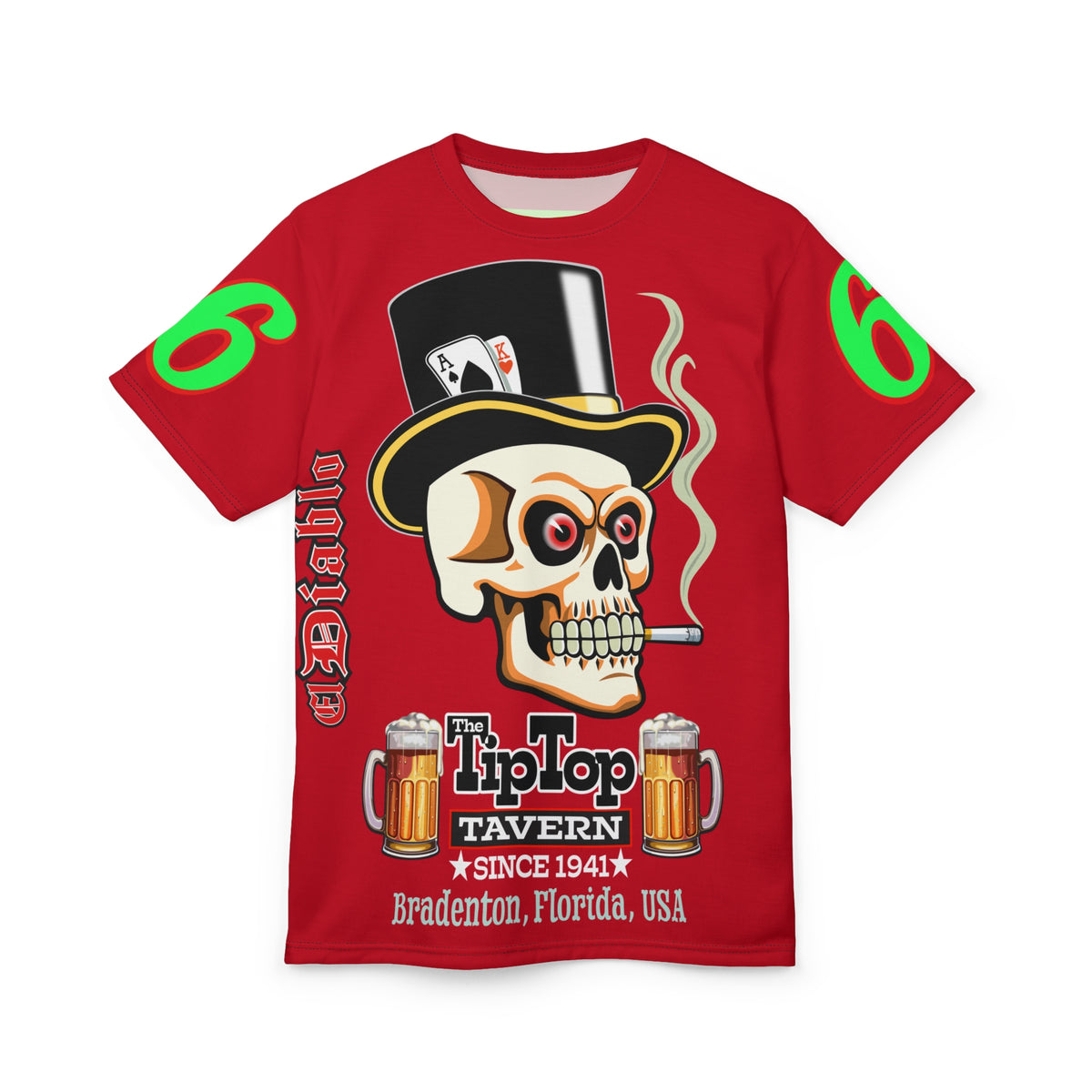Tip Top Tavern Dive Bar Super Tee - Special Edition Blood Red XL Graphics - America's Best Dive Bar - Bikes Beers Babes & Bros. - Biker Bar Tee
